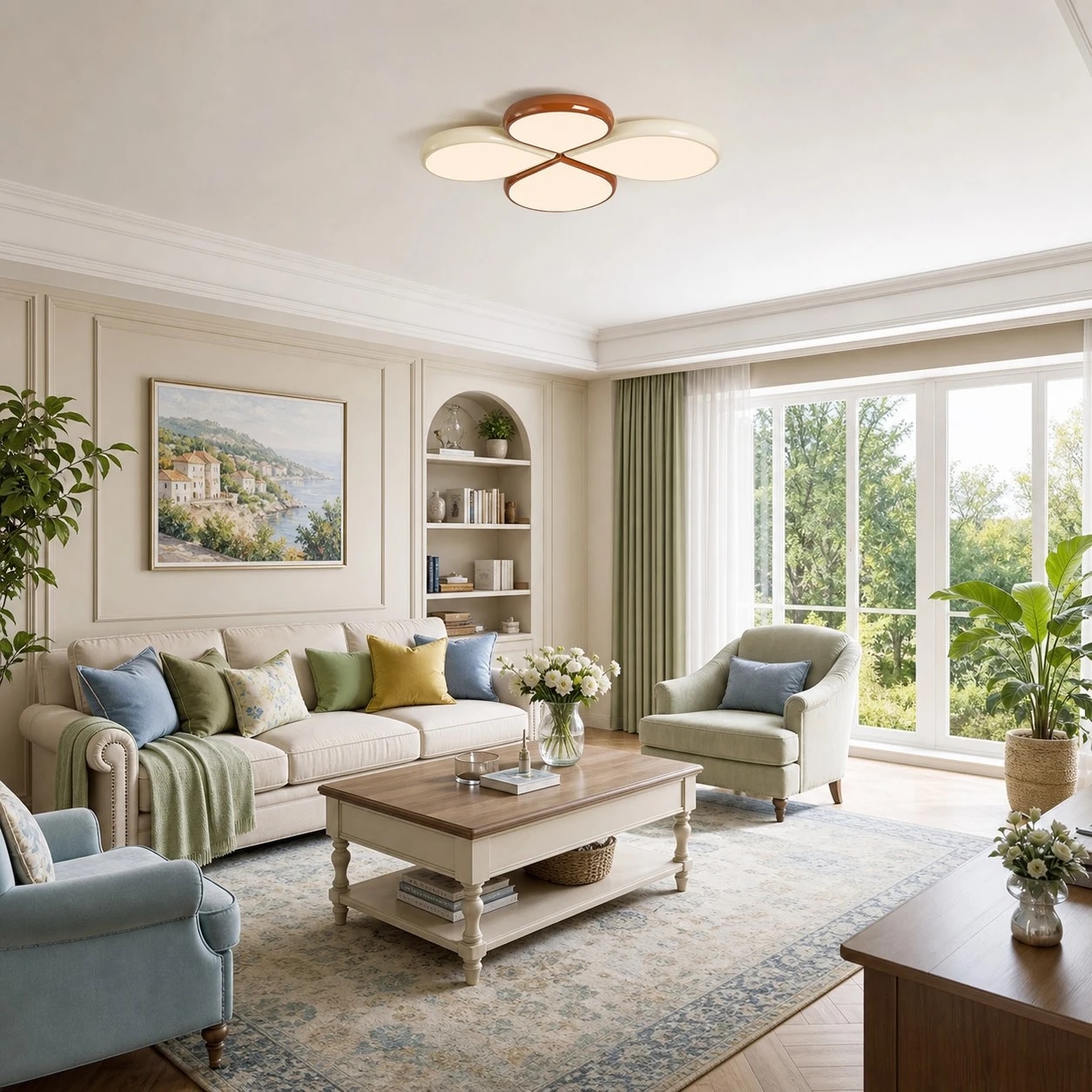 Clover ceiling light in a family room