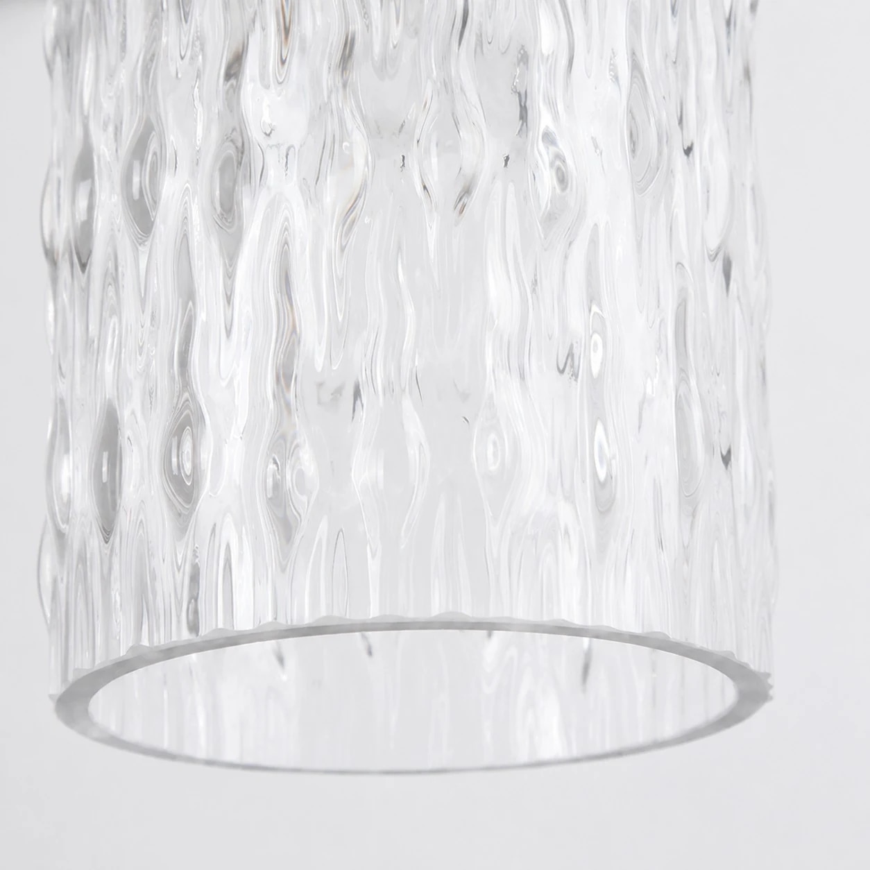 Close view of the ribbed clear glass shade texture