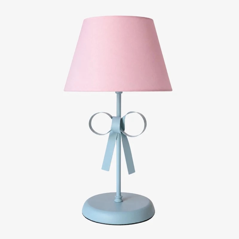 Pink shade with blue lamp body table lamp
