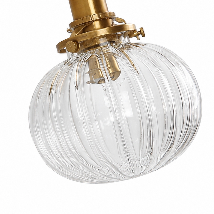 Clear ribbed glass shade detail