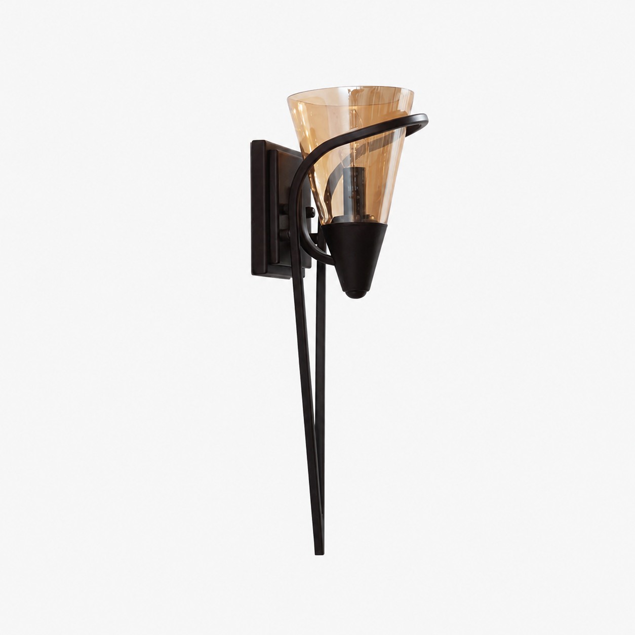 Amber glass black metal wall lamp SKU view