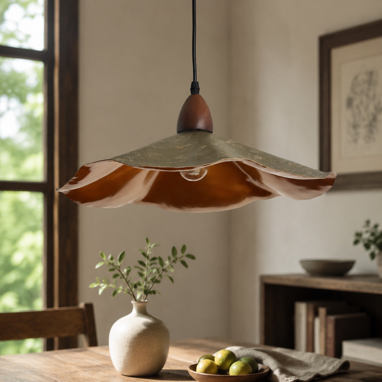 Wavy pendant shade underside
