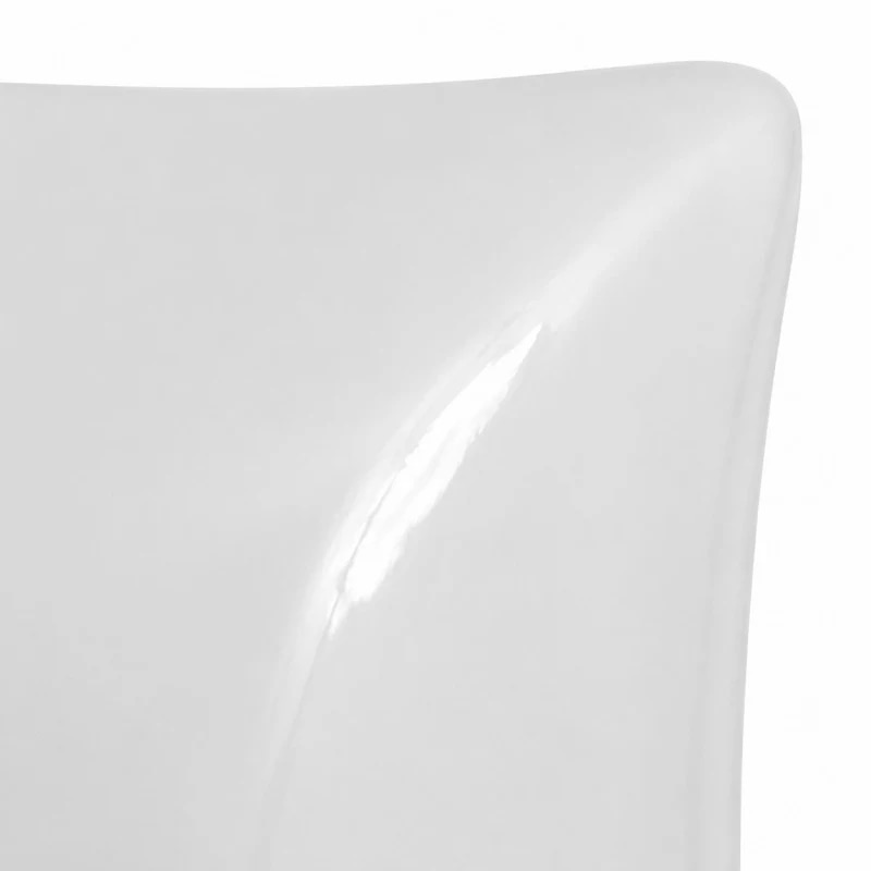 Close view of glossy white pillow wall sconce shade