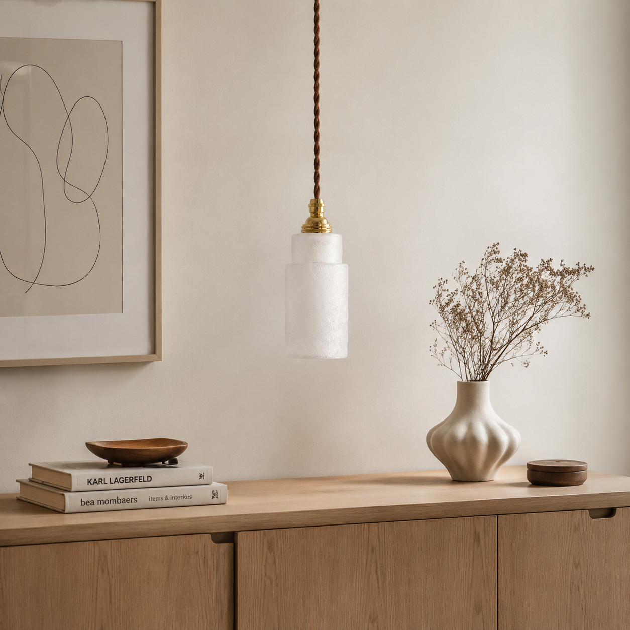 Japanese Vintage Frosted Glass Pendant Lamp