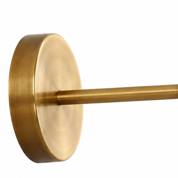 Round antique brass wall plate and straight arm