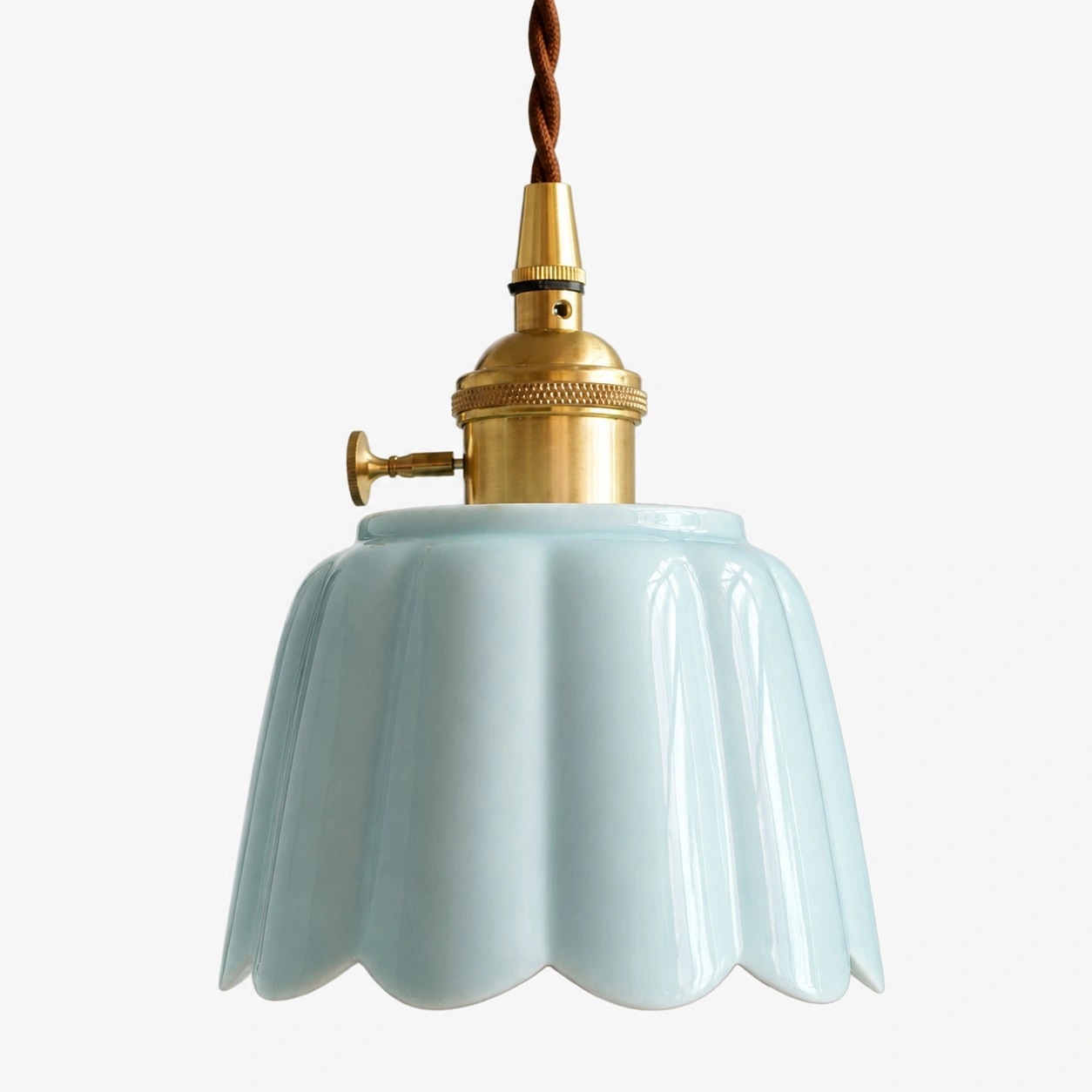 Cienax Cyan ceramic pendant light with Brass finish