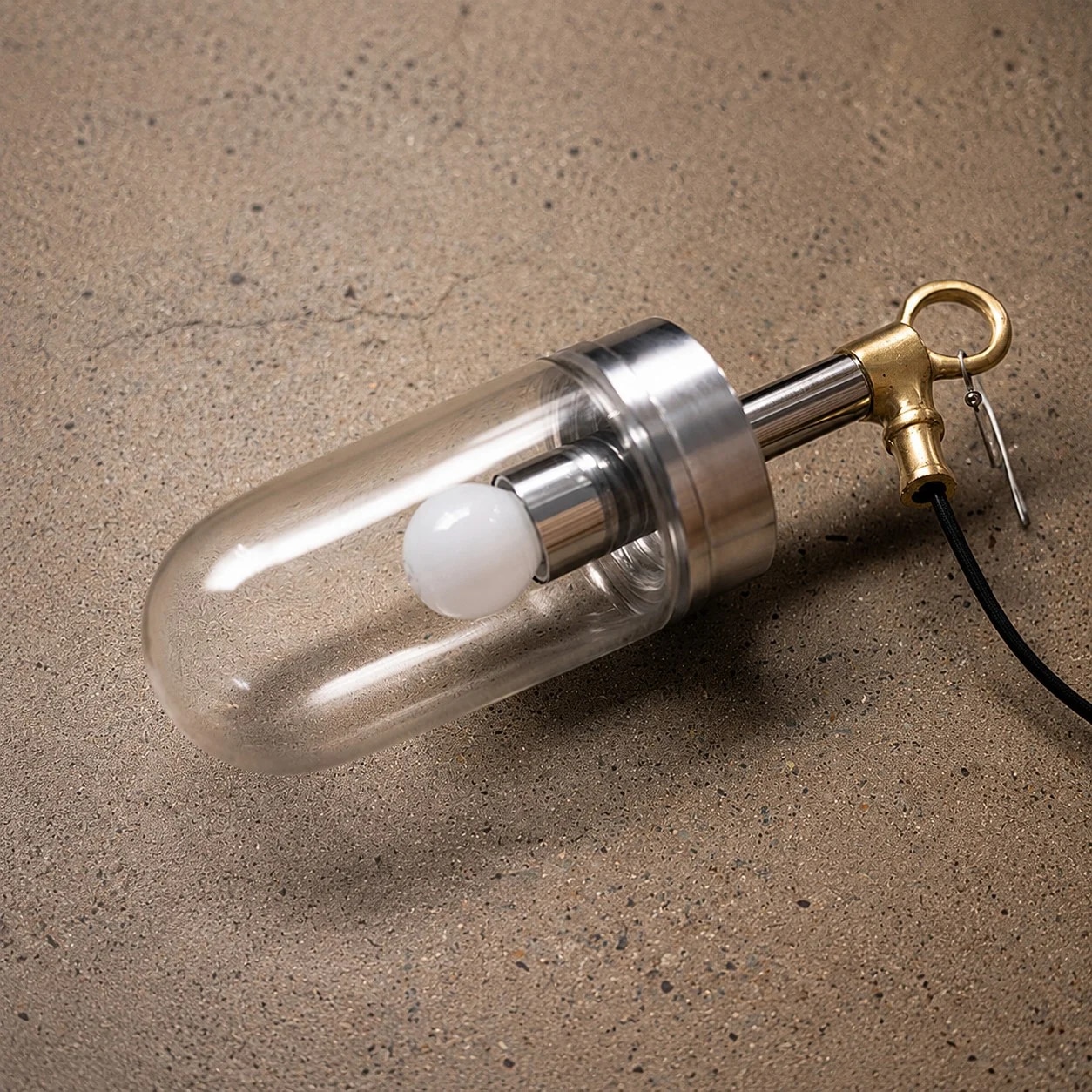 Clear ribbed glass cylinder shade detail