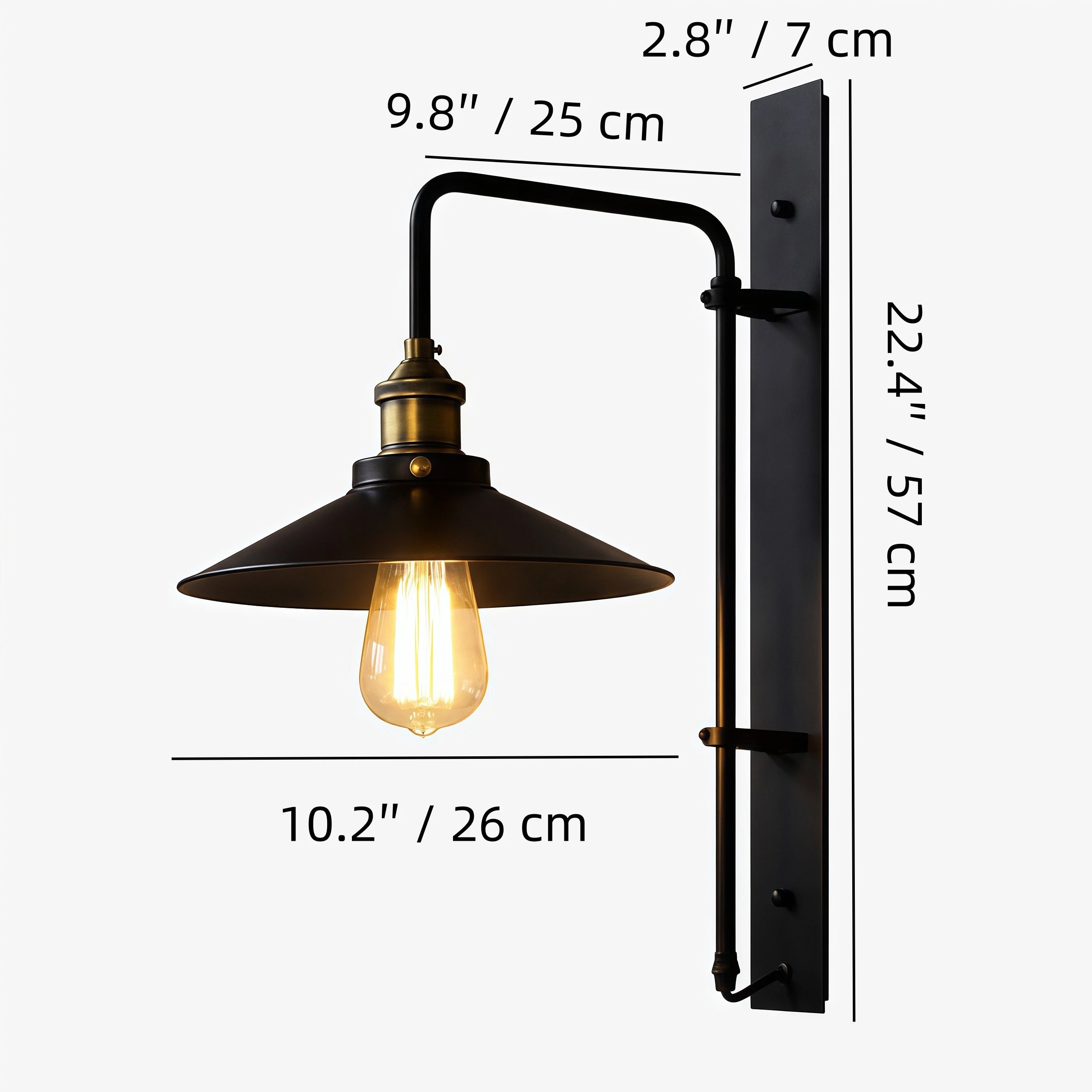 Solenvo wall lamp dimension diagram