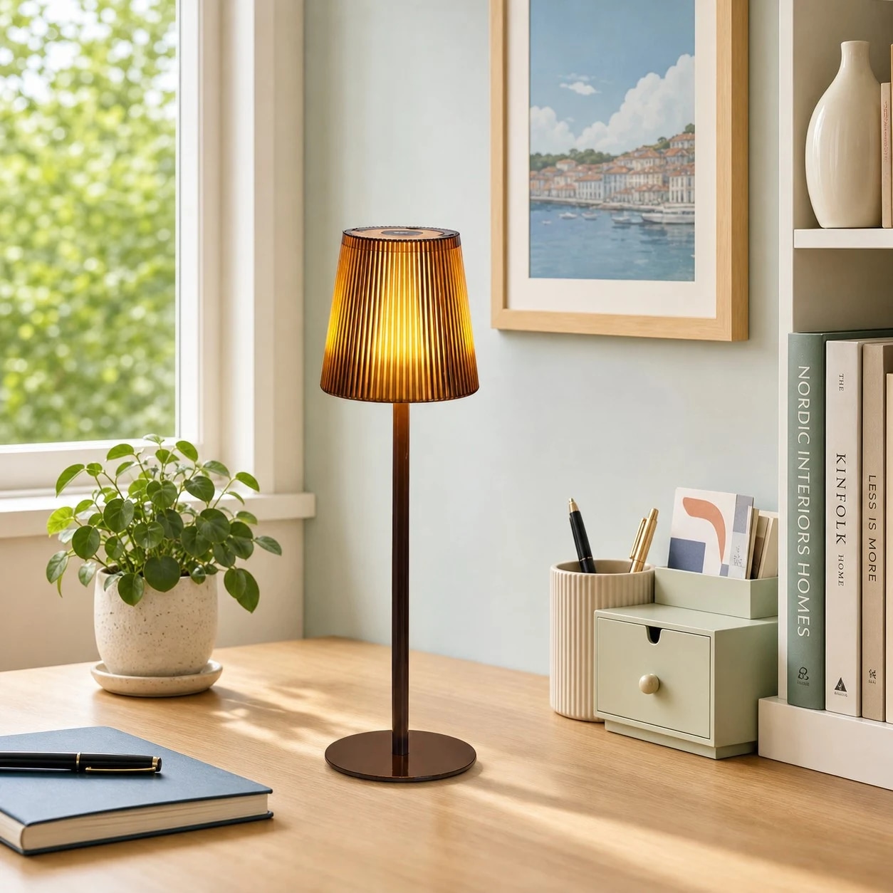 Modern metal table lamp lifestyle scene