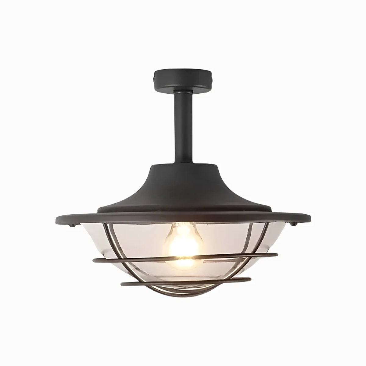 Black low-profile glass ceiling lantern