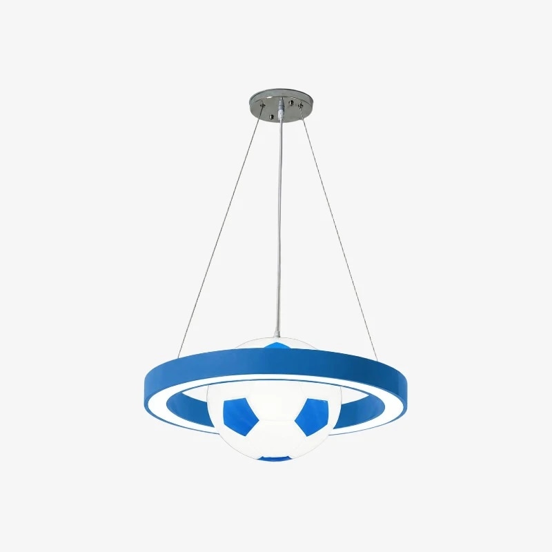 Lampadario a sospensione blu con finitura da calcio