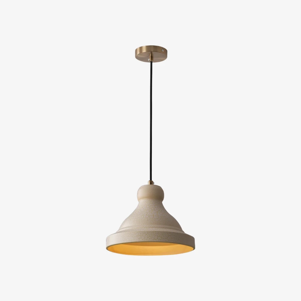 Beige metal dome pendant lamp ∅ 12″ × H 6.7″ / Dia 30 cm × H 17 cm