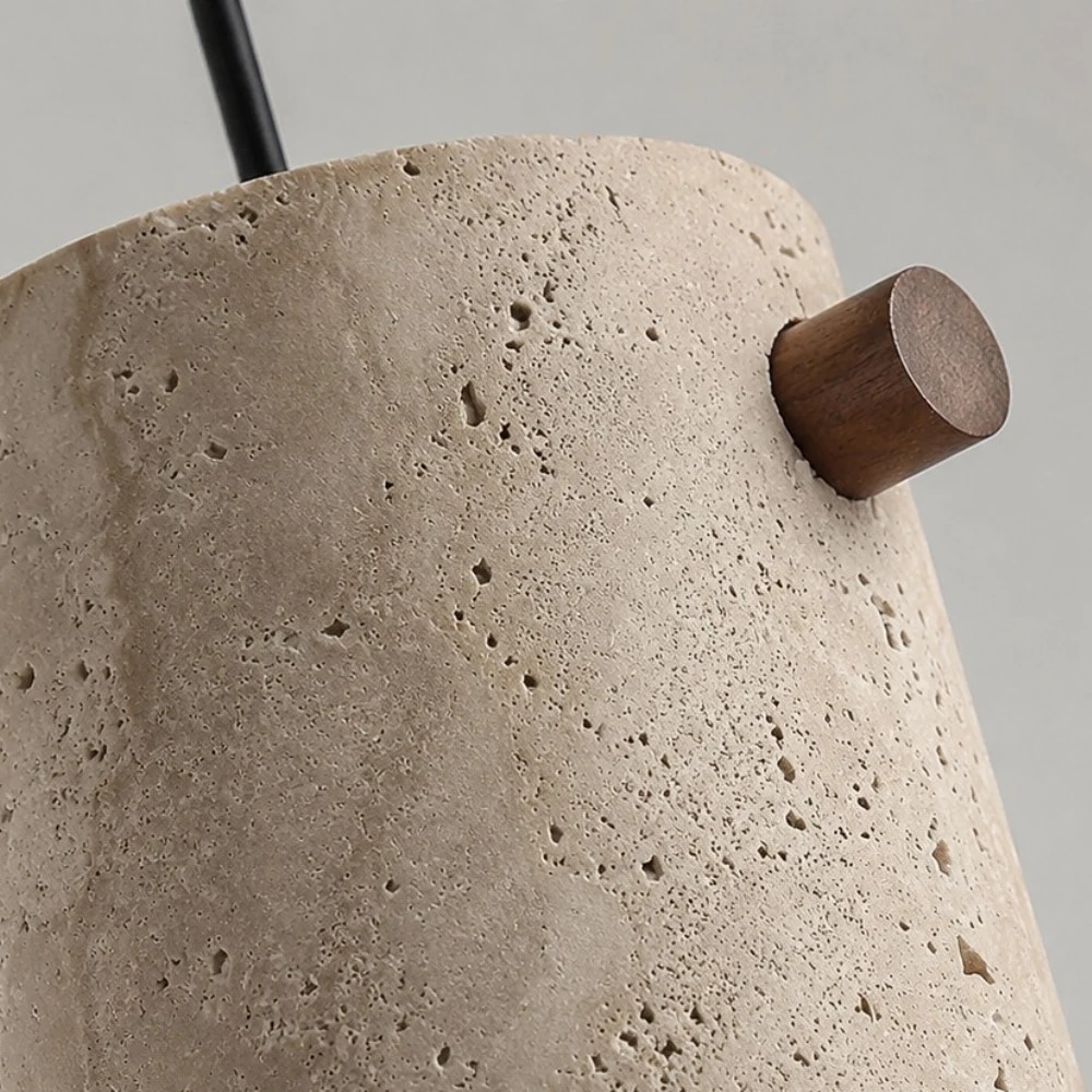 Wabi-Sabi Travertine Cylinder Pendant Light detail