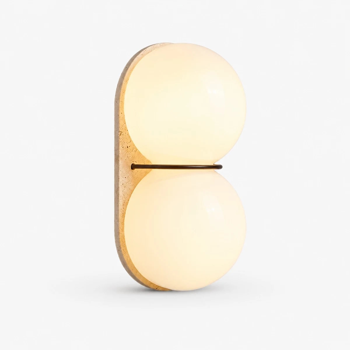 Natural Travertine Double Globe Wall Sconce