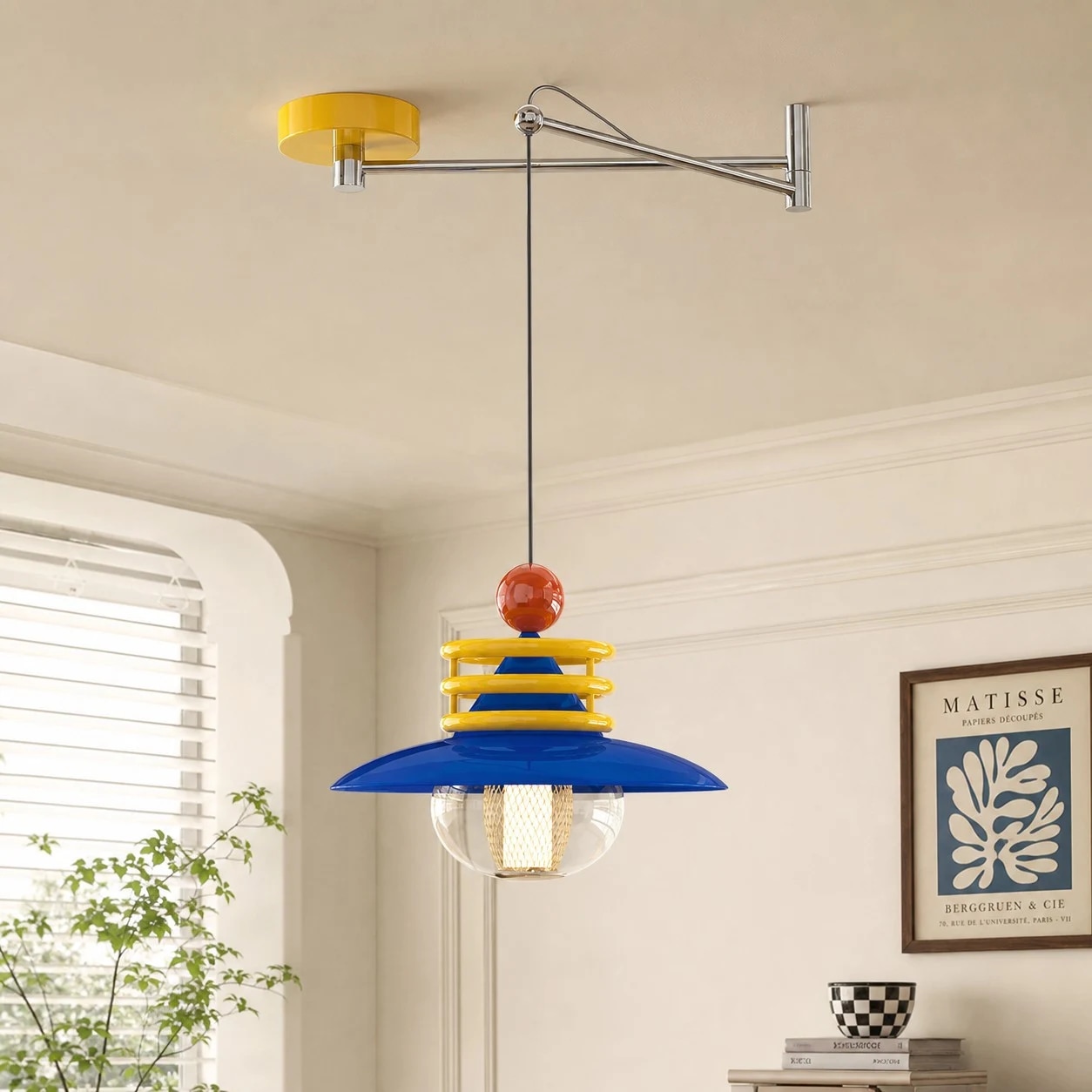 Option de finition pour la lampe suspendue à dopamine bleue, jaune et rouge