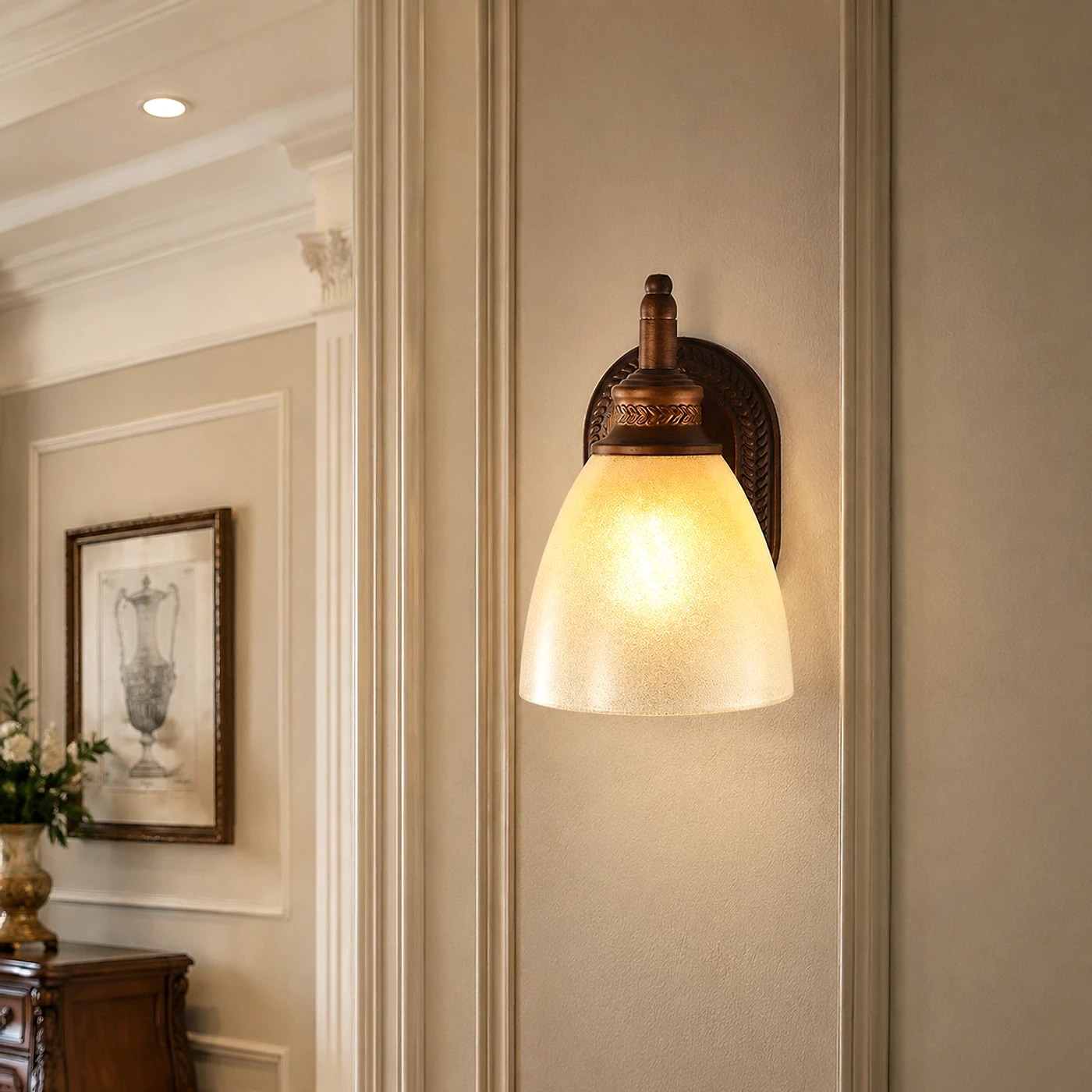 Wall sconce on a classic interior wall