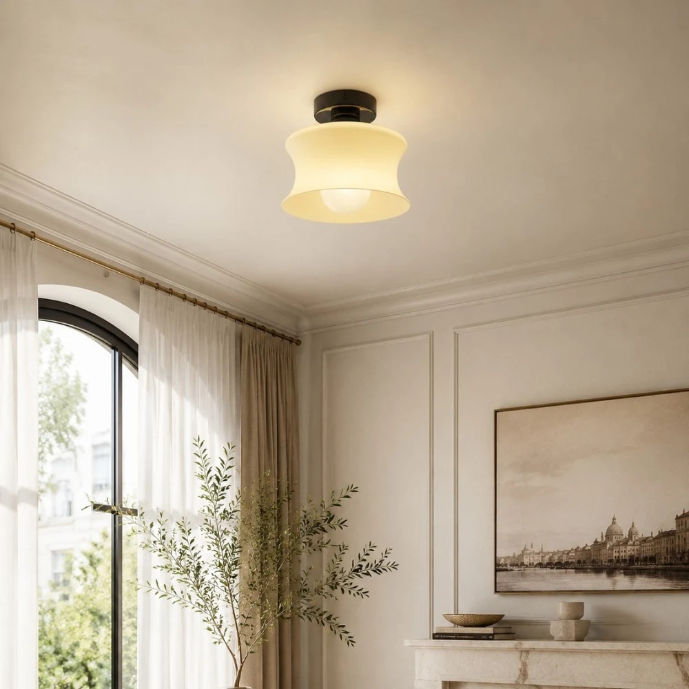 French Bauhaus Glass Flush Mount Ceiling Light, 20 cm room scene
