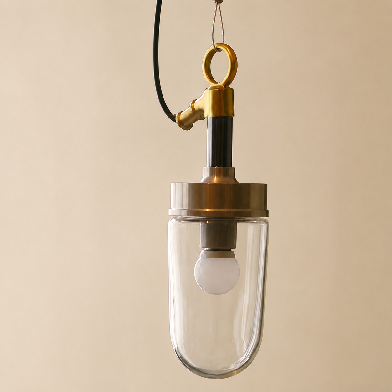 Vintage glass pendant front detail