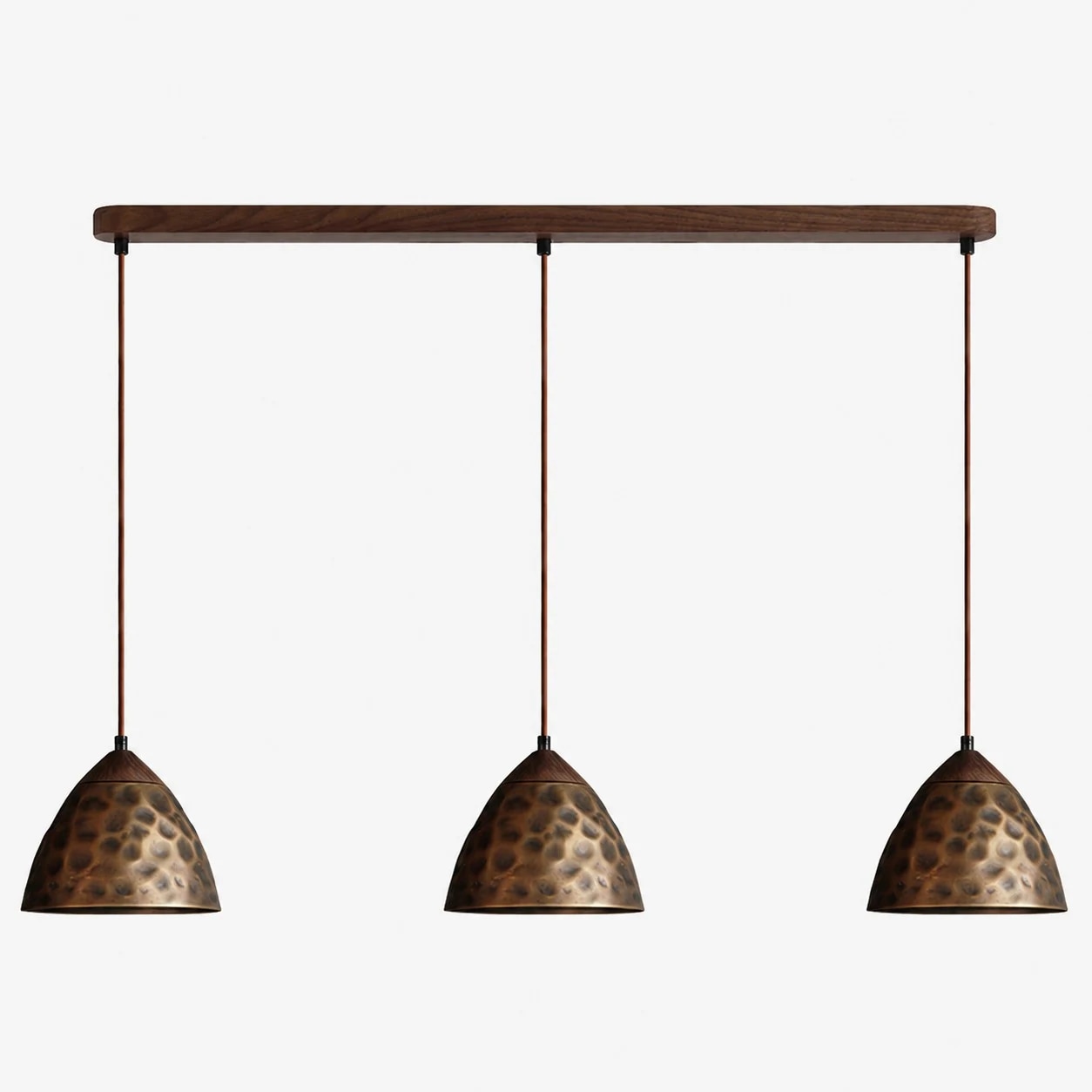 Hill Three-Light hammered copper pendant