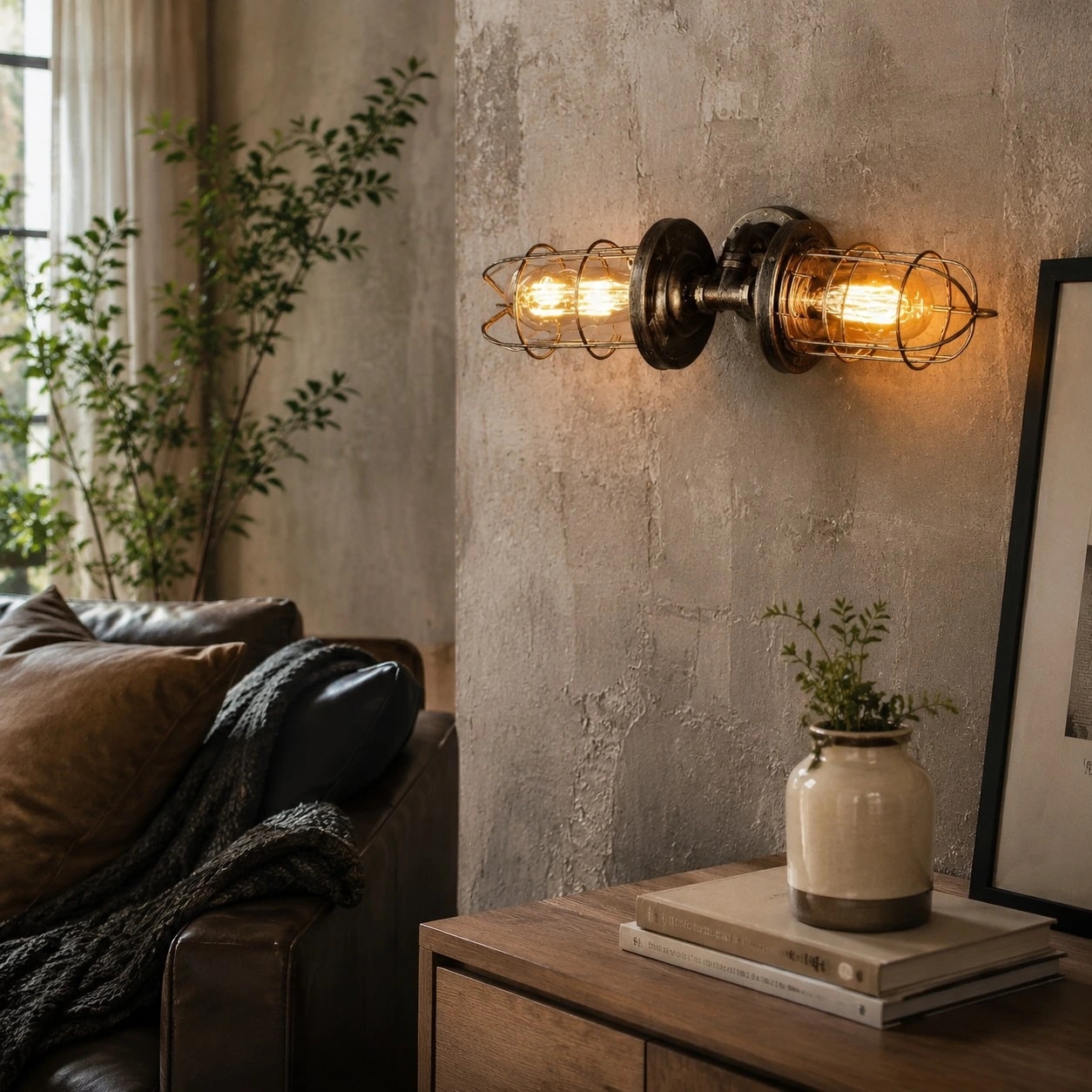 Wall light beside home decor