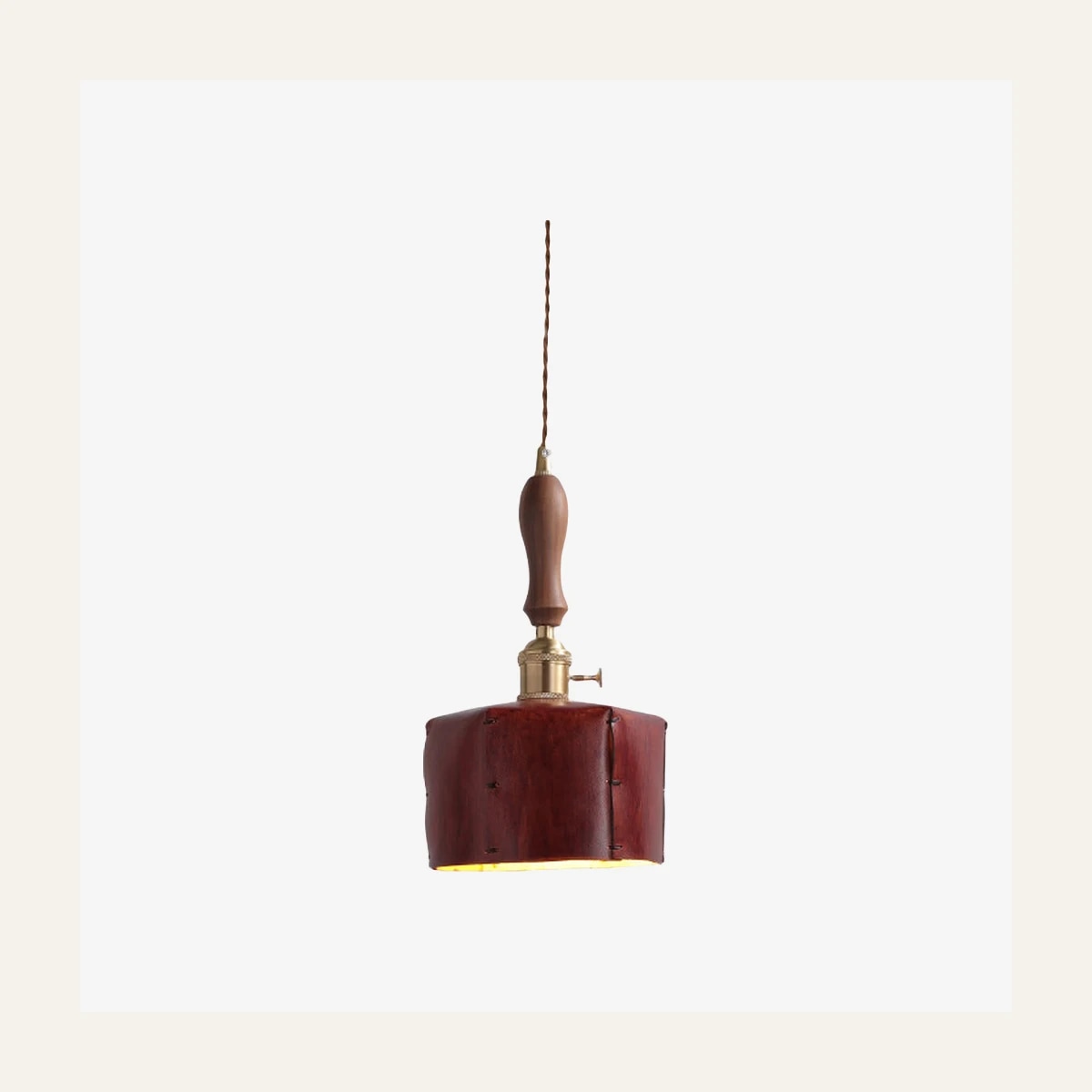 Style D brown hexagonal leather pendant light