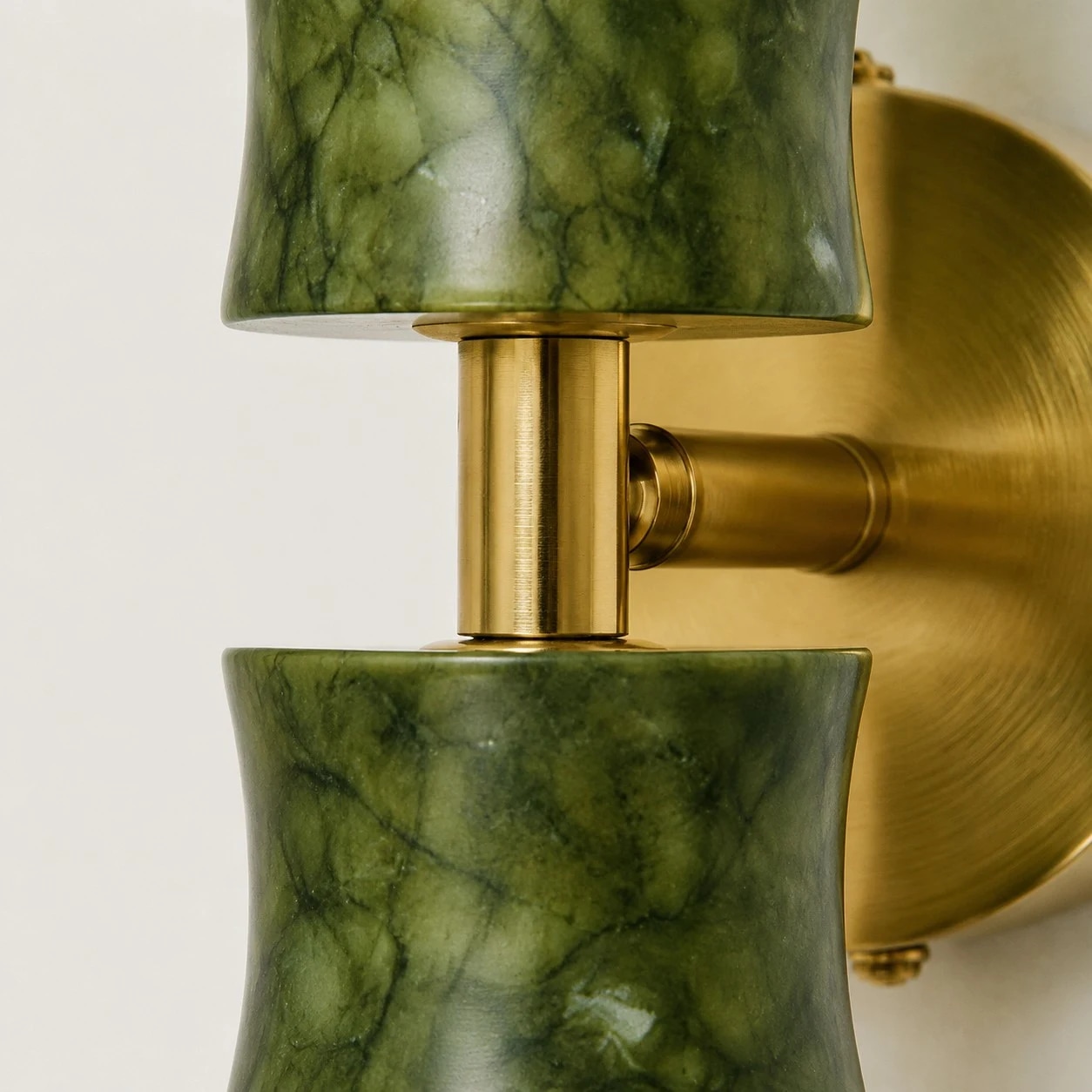 Marbled green finish, bamboo-joint silhouette and brushed brass-tone support.