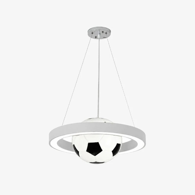 Lampadario a sospensione bianco con finitura da calcio