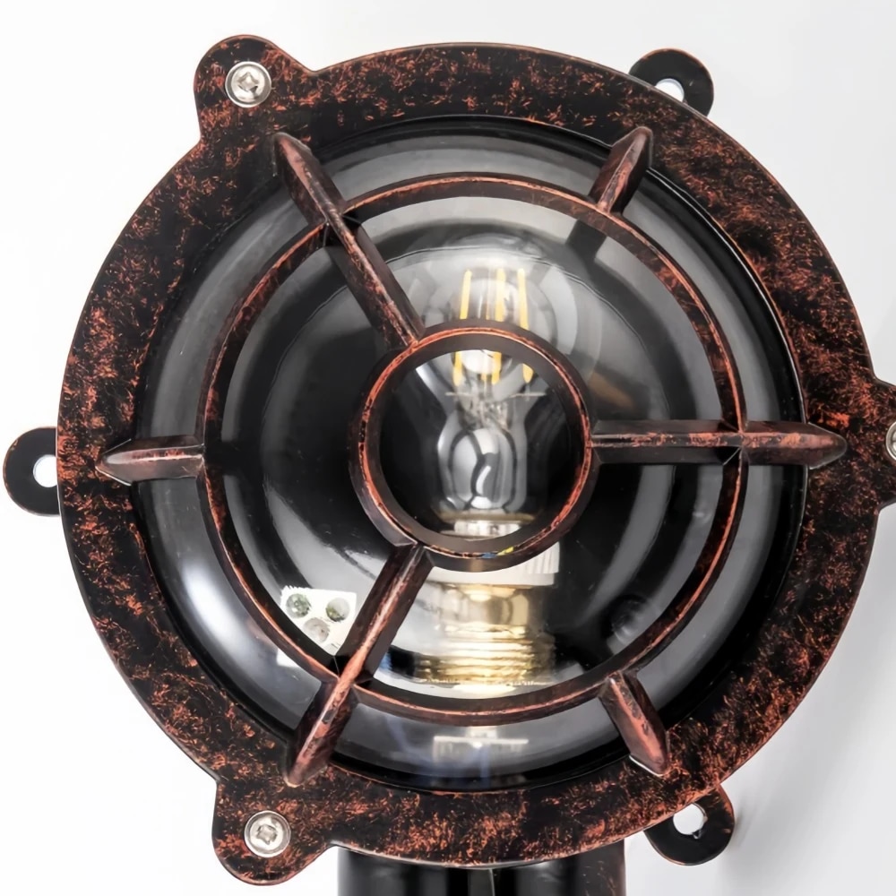 Front detail of round wall lamp style
