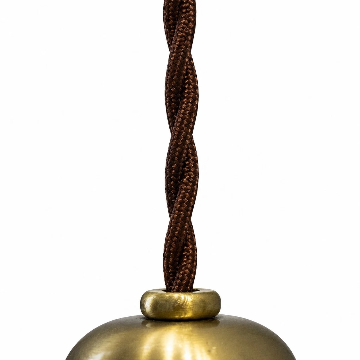 Braided pendant cord and brass hardware detail