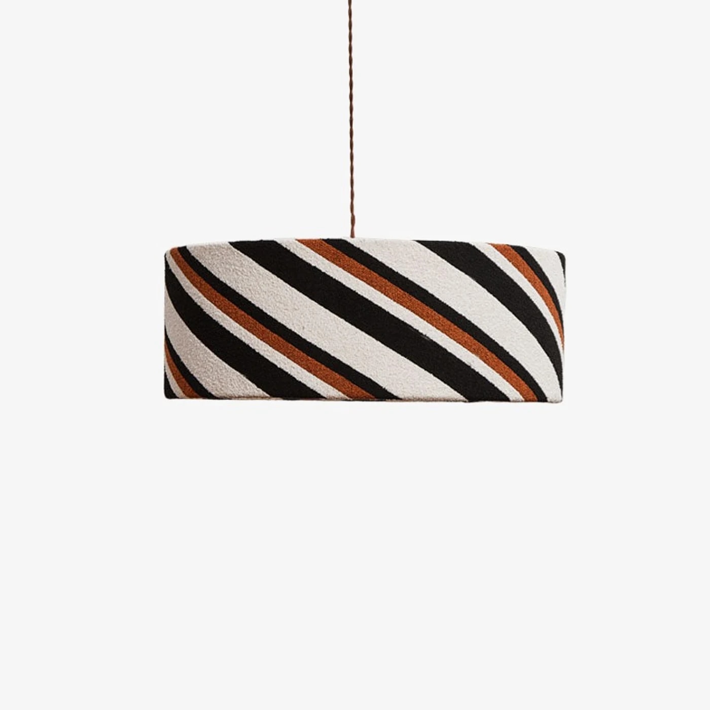 Single striped fabric drum pendant light