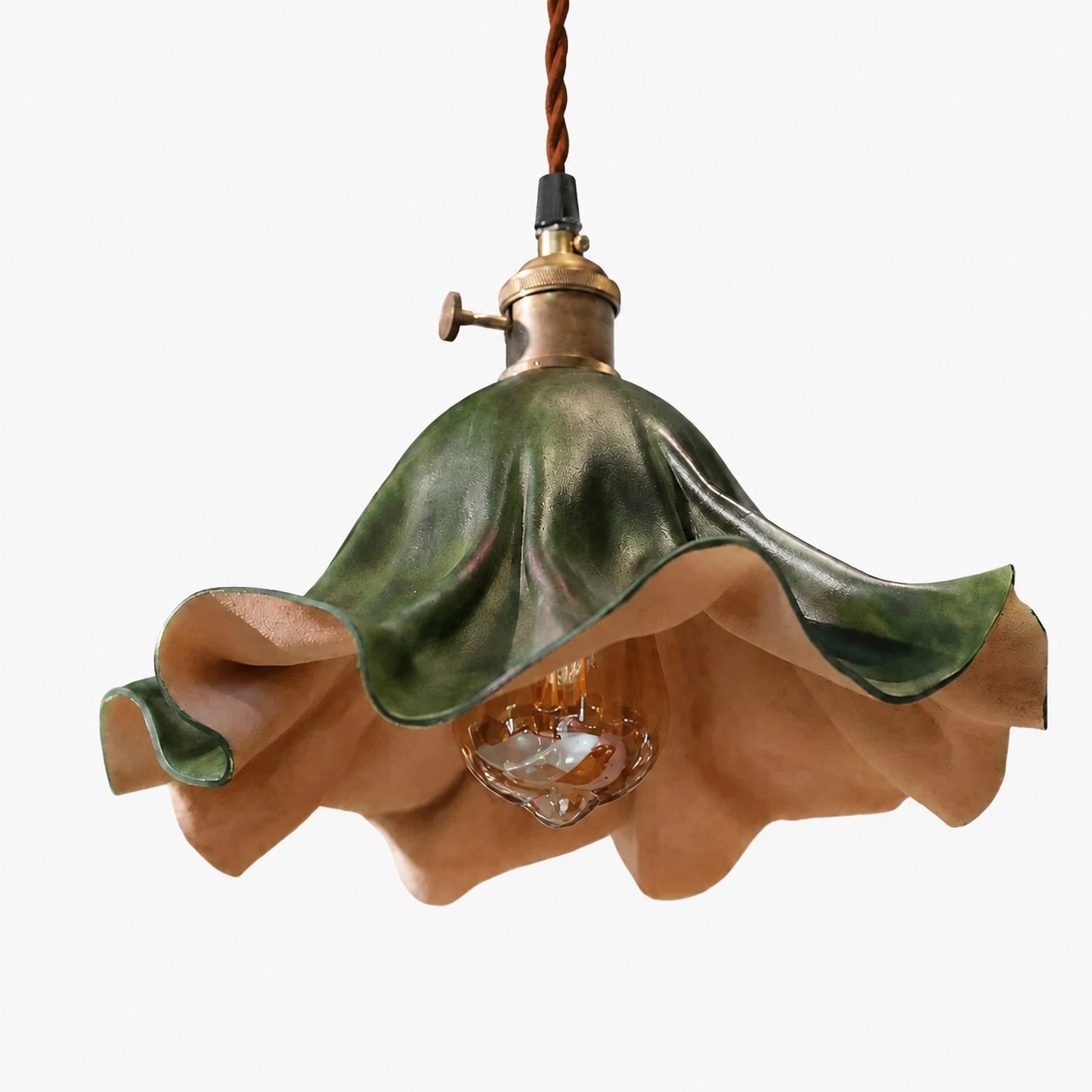 Dark green leather pendant light 11