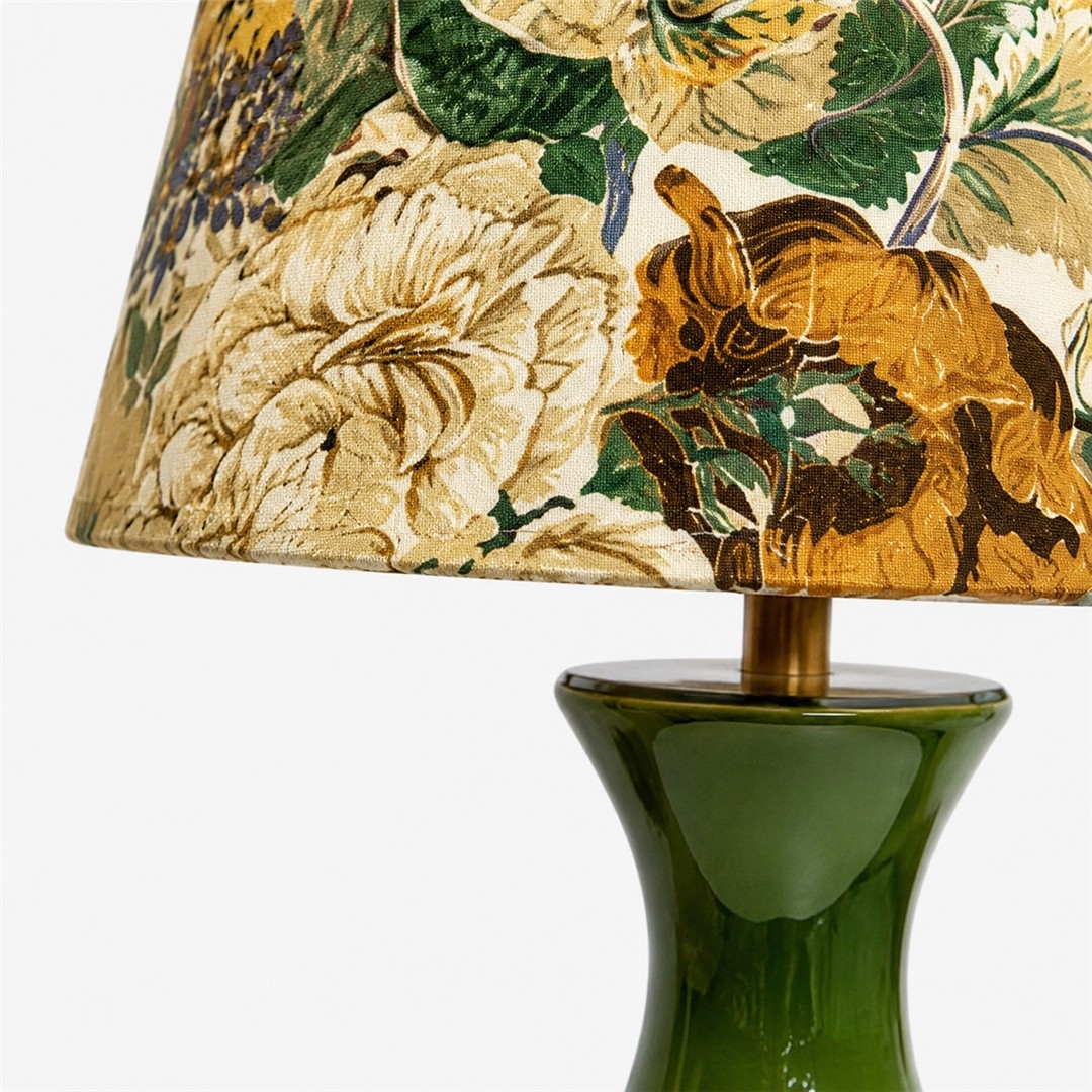 Close-up of beige floral fabric shade print