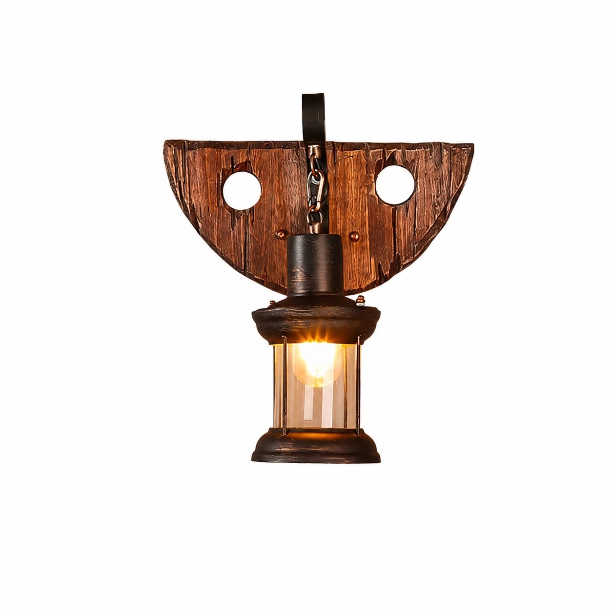 Farmhouse wall lamp mounted detail