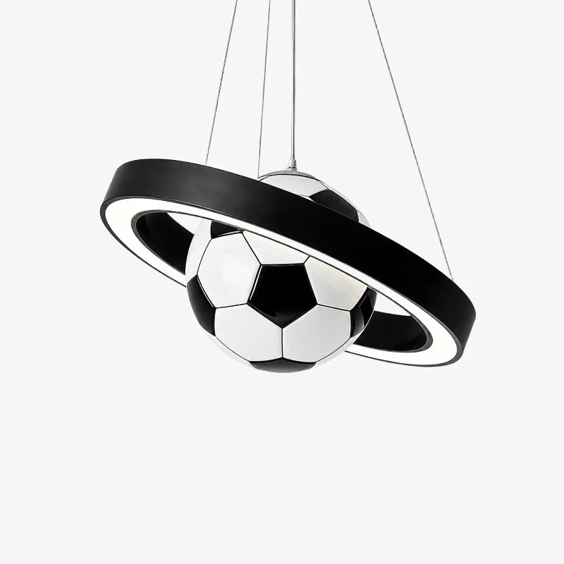 Lampadario a sospensione con finitura nera a tema calcio