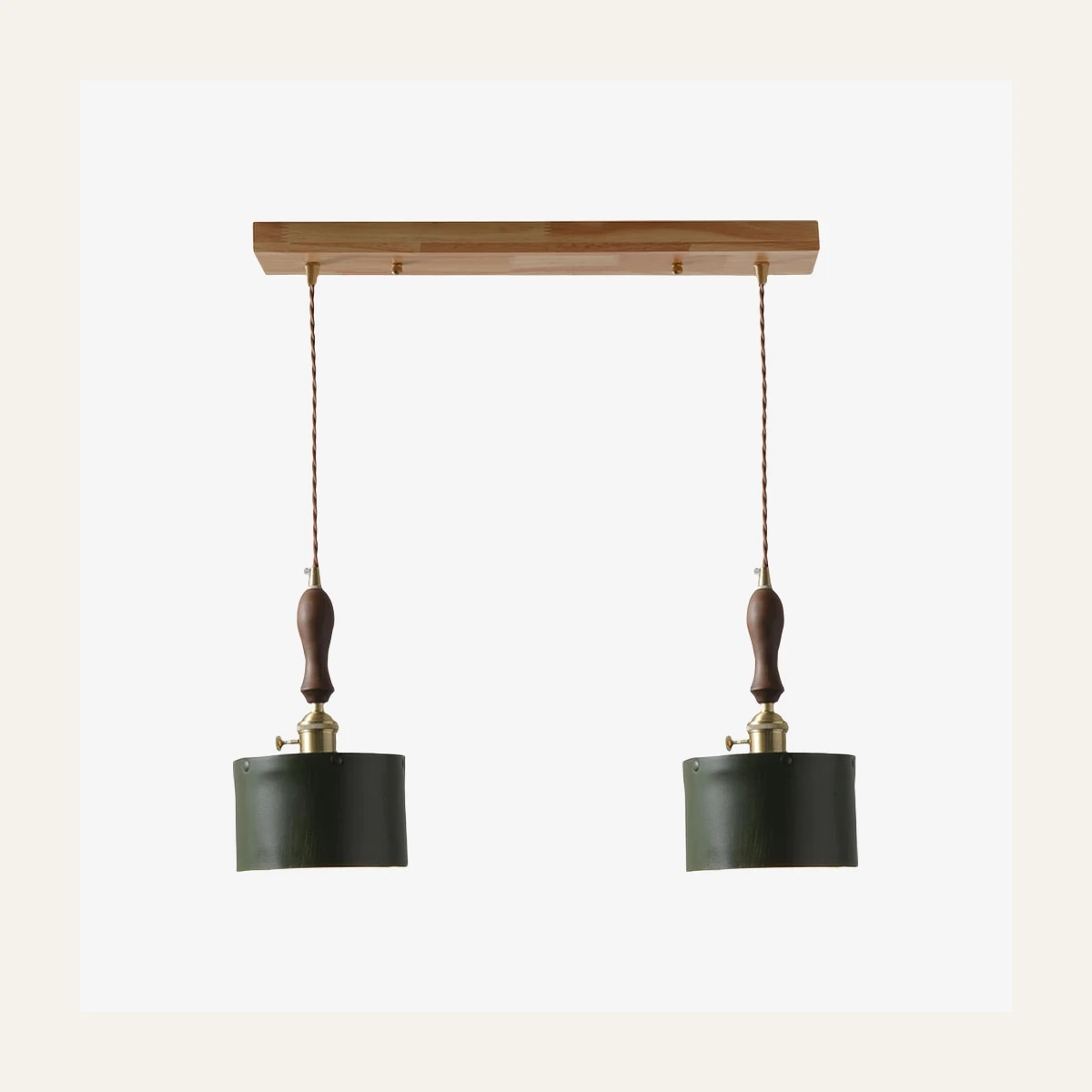 green double pendant leather shade bar light