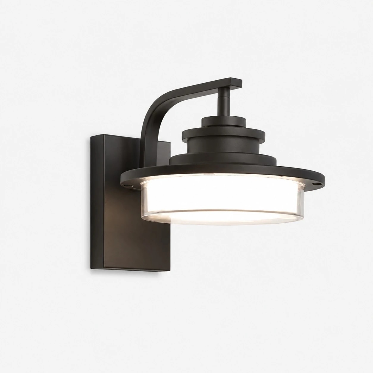 Round black glass outdoor wall light fixture