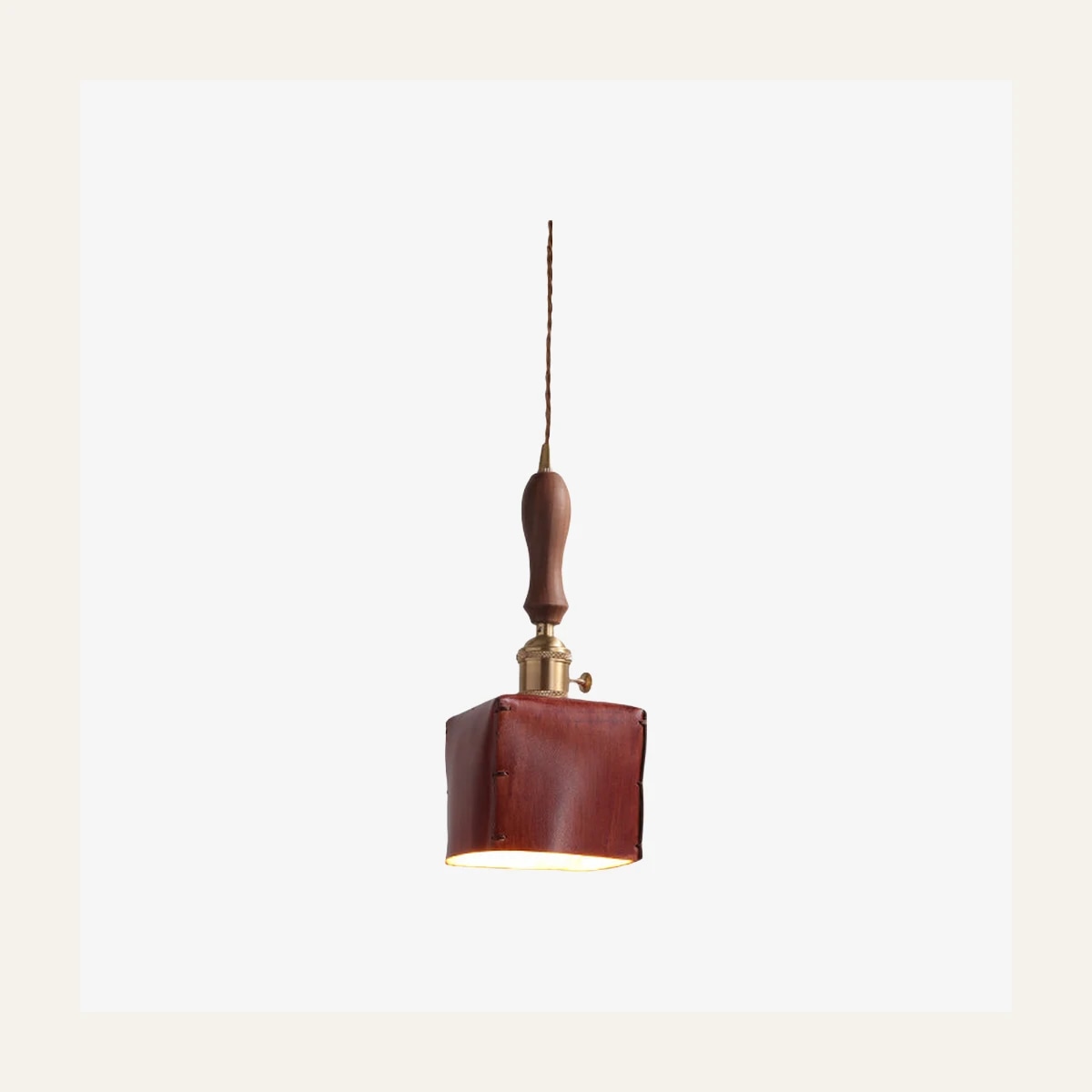 Style C brown square leather pendant light