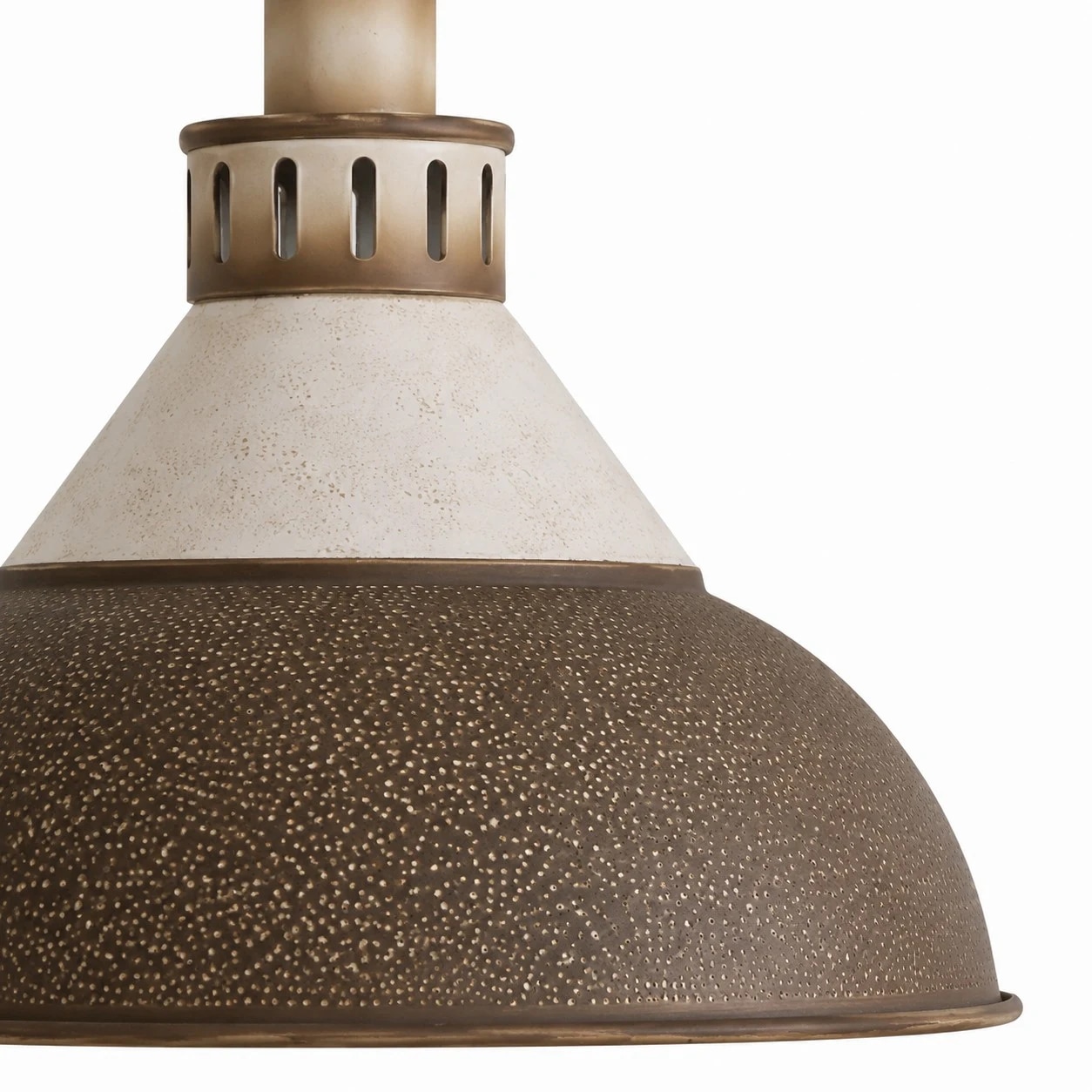 sanded iron dome shade and vented collar close-up