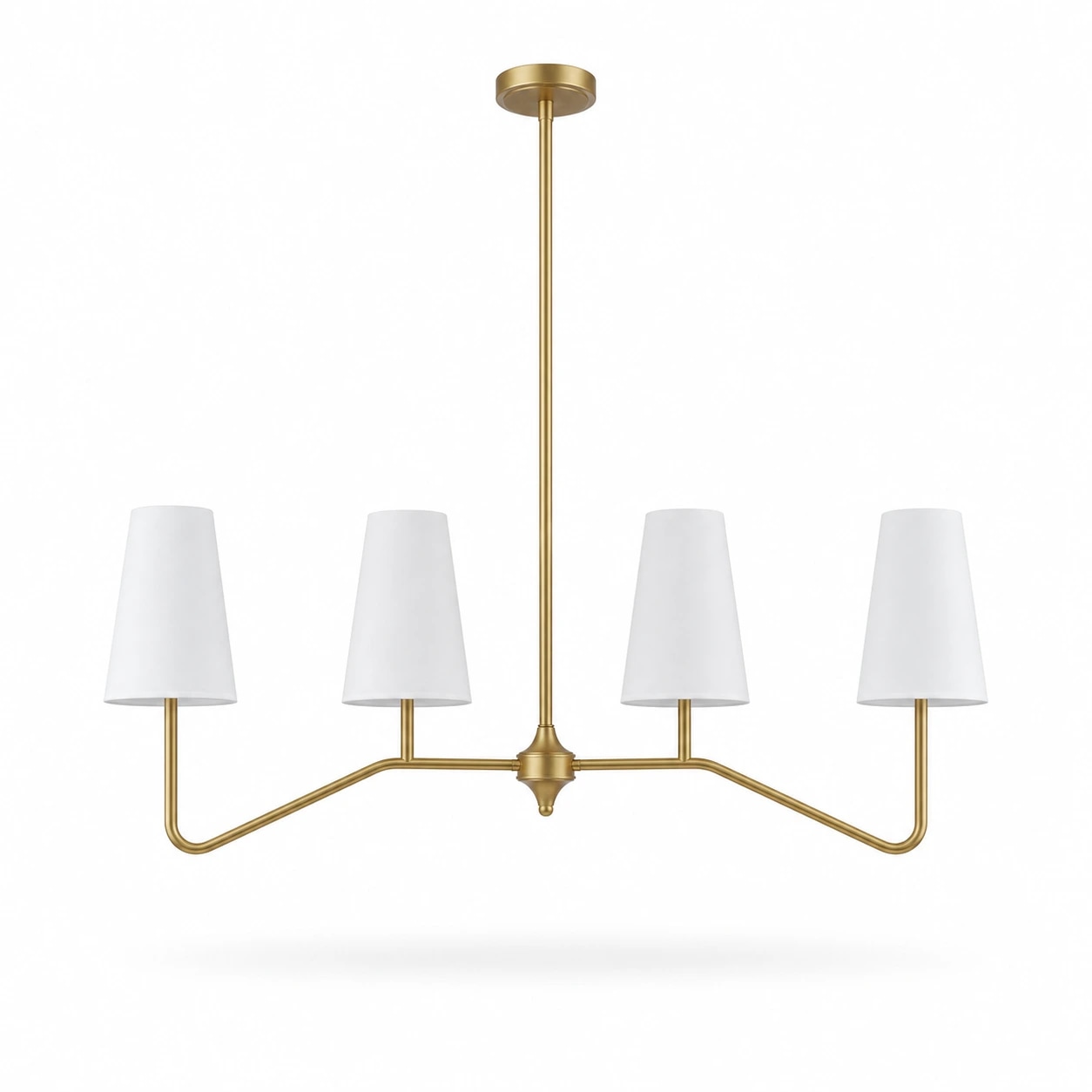 Lustre linéaire Strellux en laiton avec abat-jour blancs
