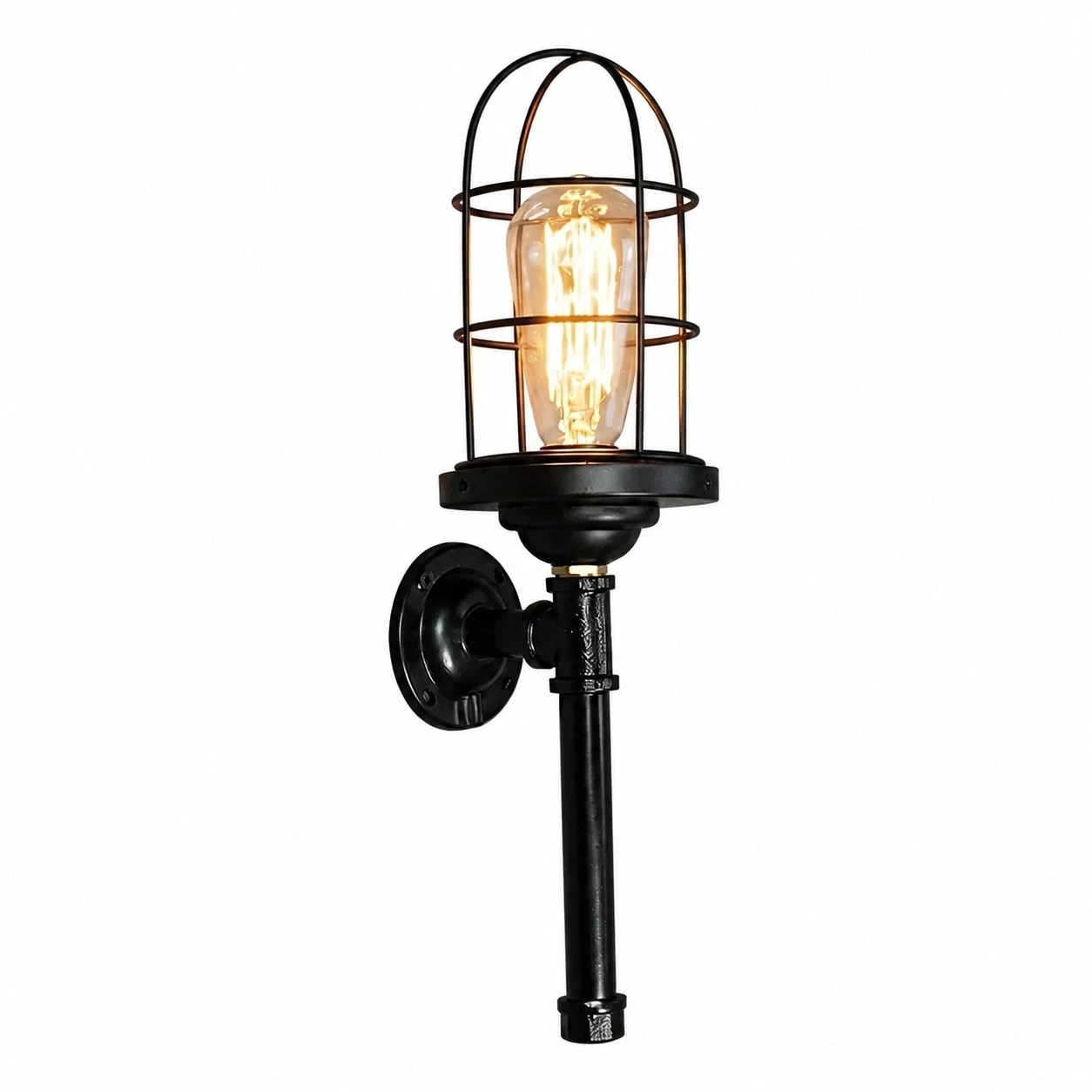 Single-head black hardwired wall sconce
