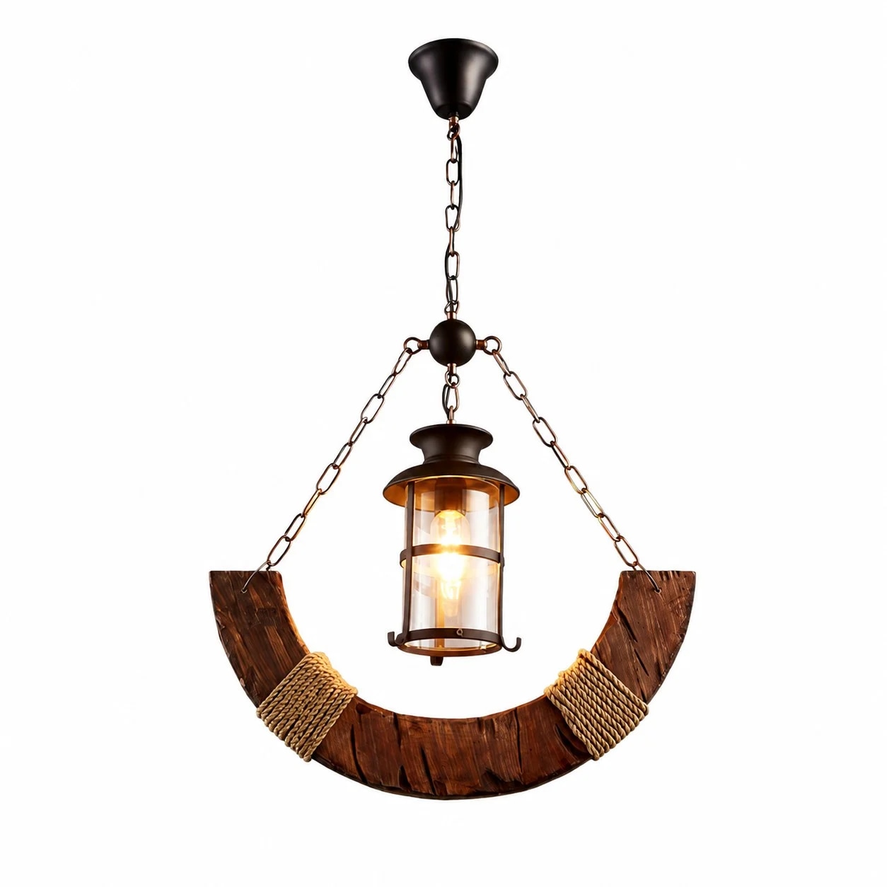 Crescent one light rustic pendant