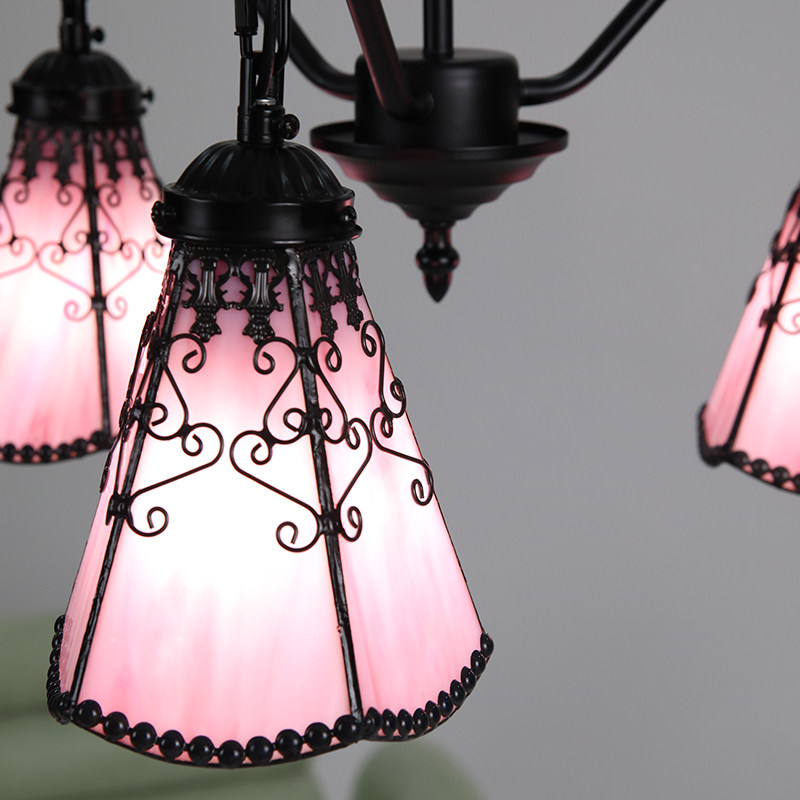 Colored glass shade and decorative edge detail