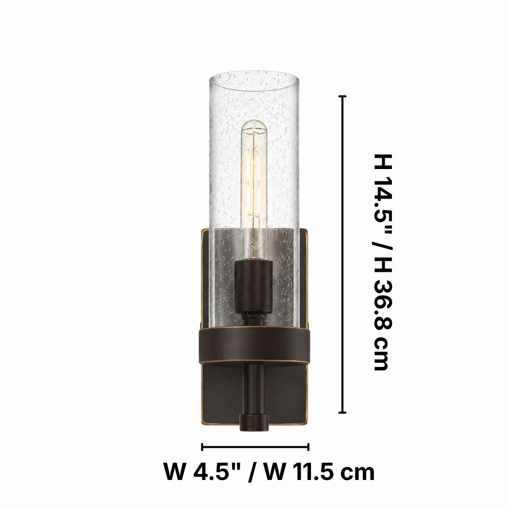 Dimension diagram for 4.5 inch wide and 14.5 inch high wall sconce