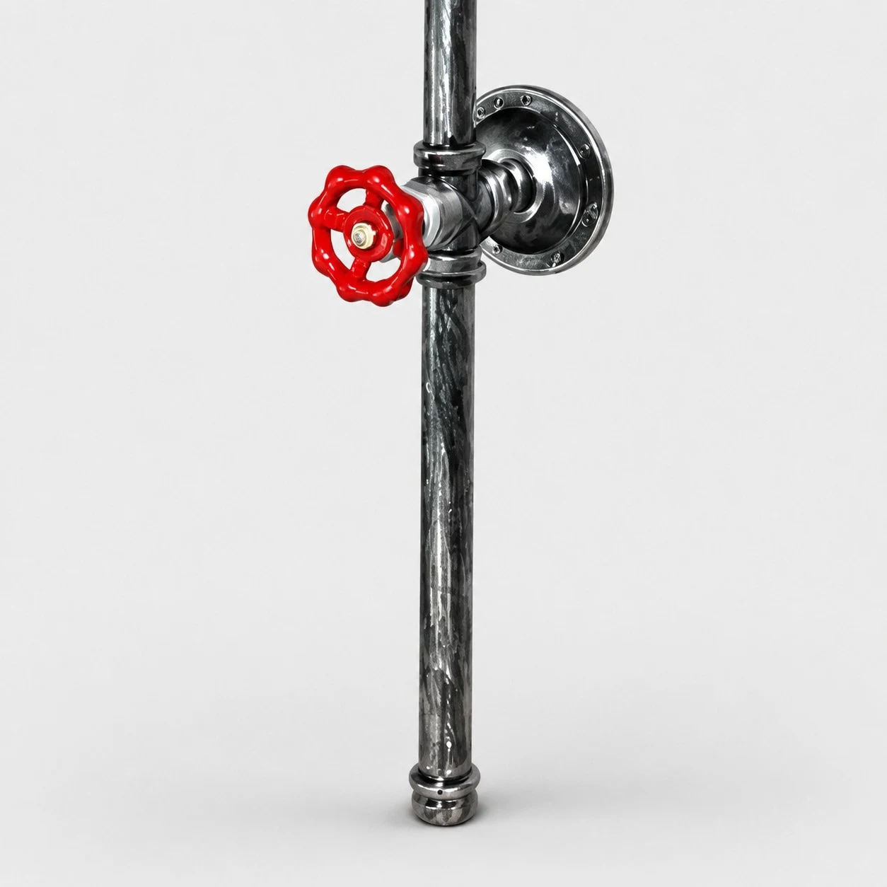 Red valve wall mount detail
