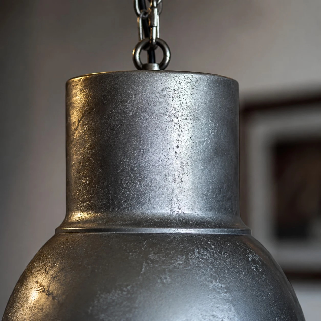 Close view of aged metal neck detail