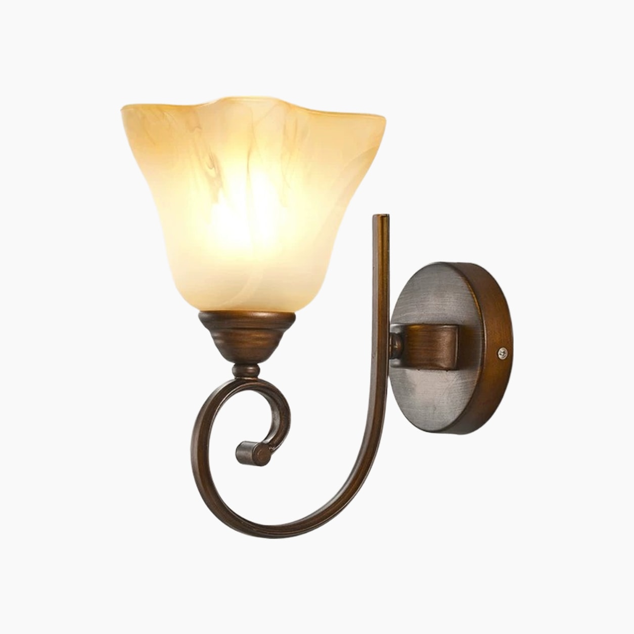 1-Light frosted glass wall sconce on white background