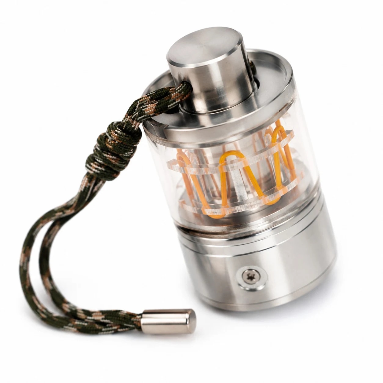 Clear acrylic body and braided carry cord