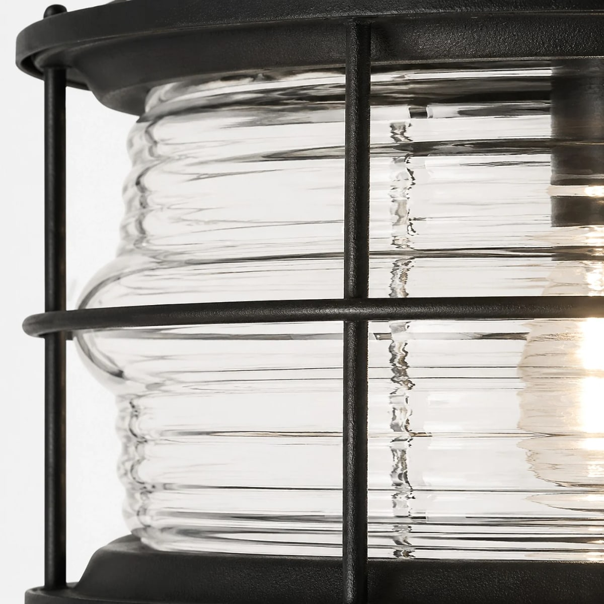 Ribbed glass and protective frame detail