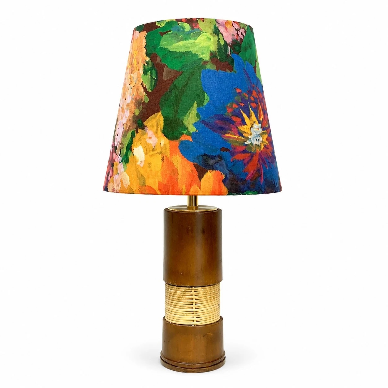 Bambusová stolní lampa s živým květinovým stínidlem