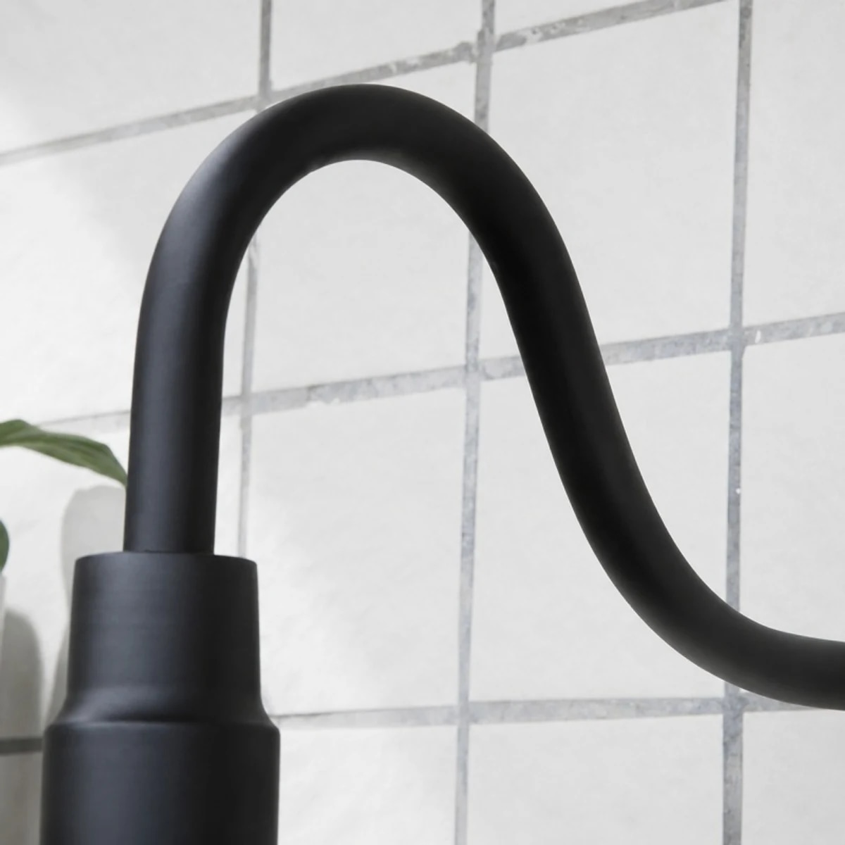 Black curved gooseneck arm detail